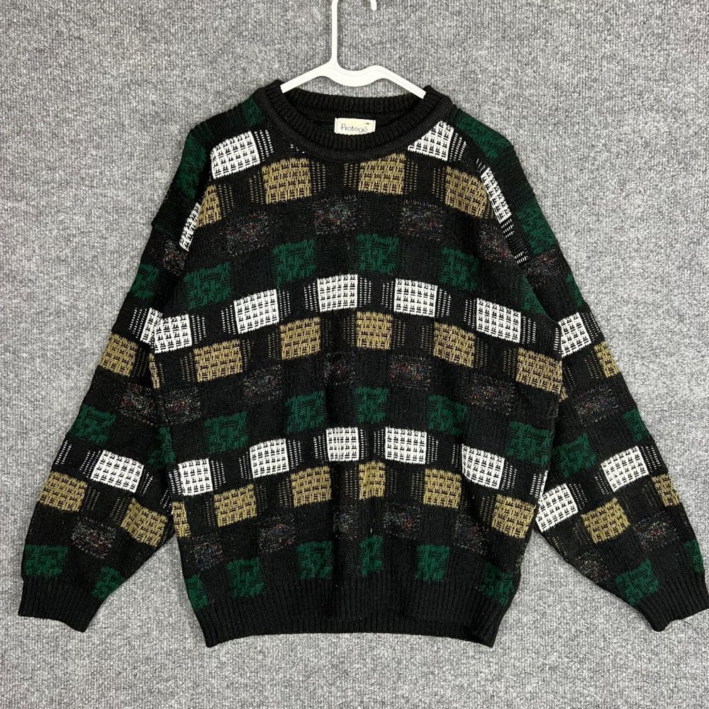 Vintage Protege Color Block Multicolor‎ Men Size M USA MADE Sweater